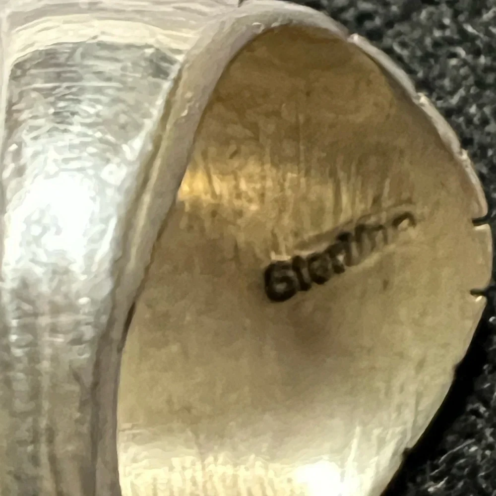 Native American Sterling Silver Multi Stone Inlay Signet Ring Size 9